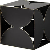 8" Contemporary Black Metal Geo Cube Sculpture - Homeroots