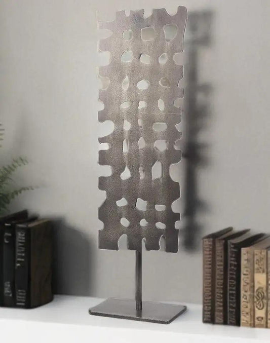 18" Gray Metal Sculpture Tabletop Sculpture - Homeroots