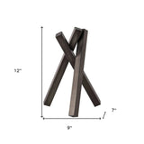 12" Gunmetal Gray Metal Abstract Geometric Tabletop Sculpture - Homeroots