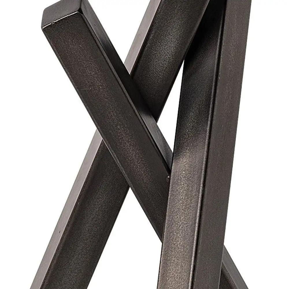 12" Gunmetal Gray Metal Abstract Geometric Tabletop Sculpture - Homeroots