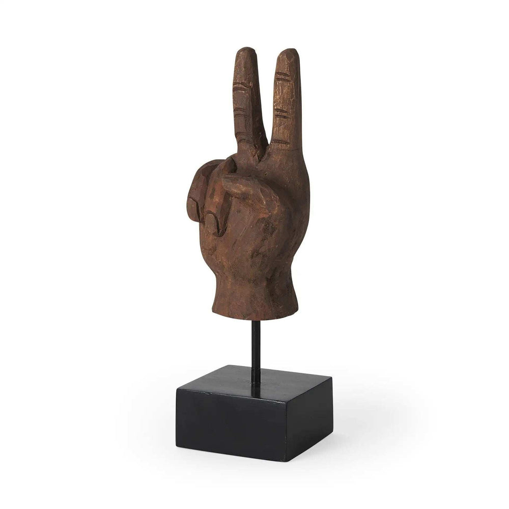 Dark Brown Wooden Peace Sign Decor Piece - Homeroots - Flyclothing LLC