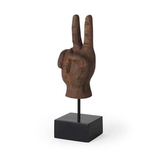 Dark Brown Wooden Peace Sign Decor Piece - Homeroots - Flyclothing LLC