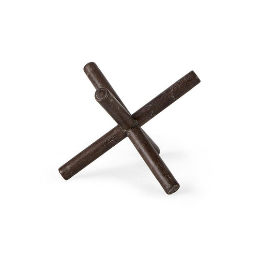 5" Brown Rustic Metal X Decorative Tabletop Sculpture - Homeroots