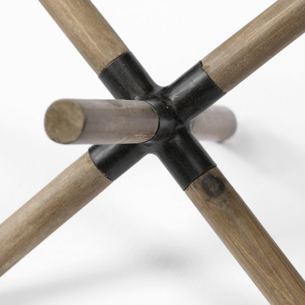 6" Brown Wood and Metal Modern Abstract Tabletop Sculpture - Homeroots