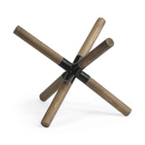 6" Brown Wood and Metal Modern Abstract Tabletop Sculpture - Homeroots