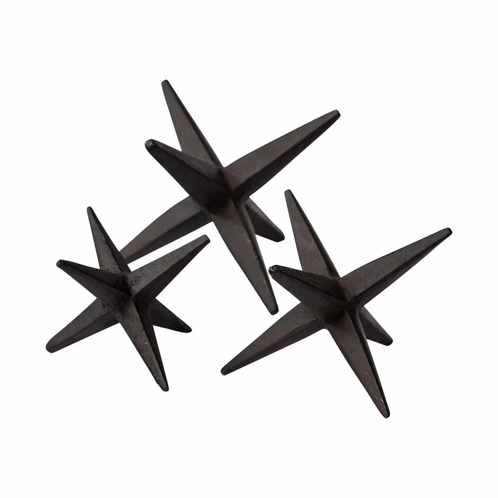 Set of Three Black Cast Iron Star Tabletop Sculptures - Homeroots - Flyclothing LLC