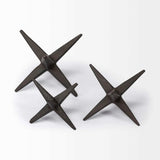 Set of Three Black Cast Iron Star Tabletop Sculptures - Homeroots - Flyclothing LLC