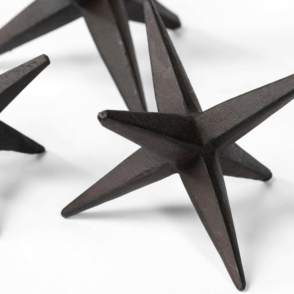 Set of Three Black Cast Iron Star Tabletop Sculptures - Homeroots - Flyclothing LLC