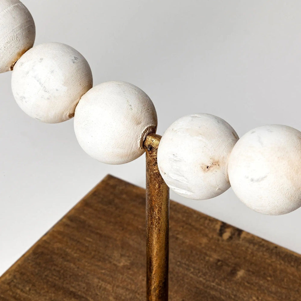 16" White and Gold Wood and Metal Modern Abstract Tabletop Sculpture - Homeroots