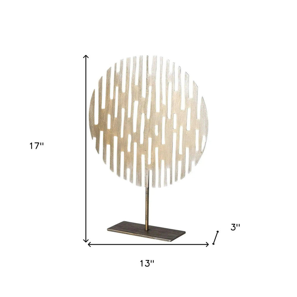 17" Contemporary Rustic Gold Flat Round Sculpture - Homeroots