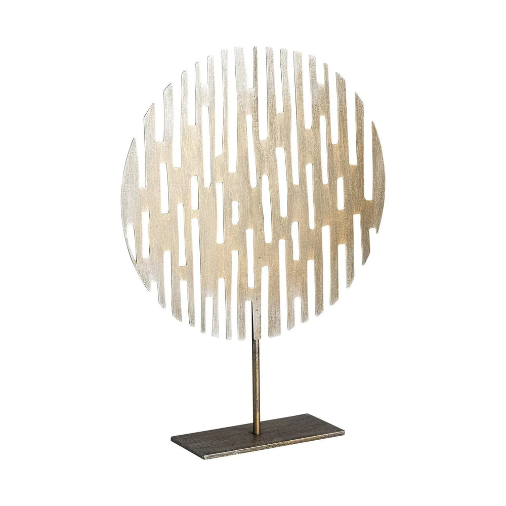 17" Contemporary Rustic Gold Flat Round Sculpture - Homeroots