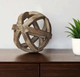 Brown Wooden Hollow Orb Sculpture - Homeroots - Flyclothing LLC
