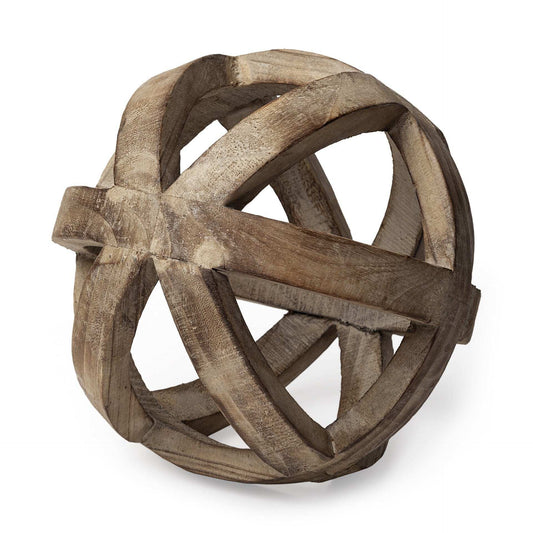 Brown Wooden Hollow Orb Sculpture - Homeroots - Flyclothing LLC