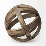 Brown Wooden Hollow Orb Sculpture - Homeroots - Flyclothing LLC