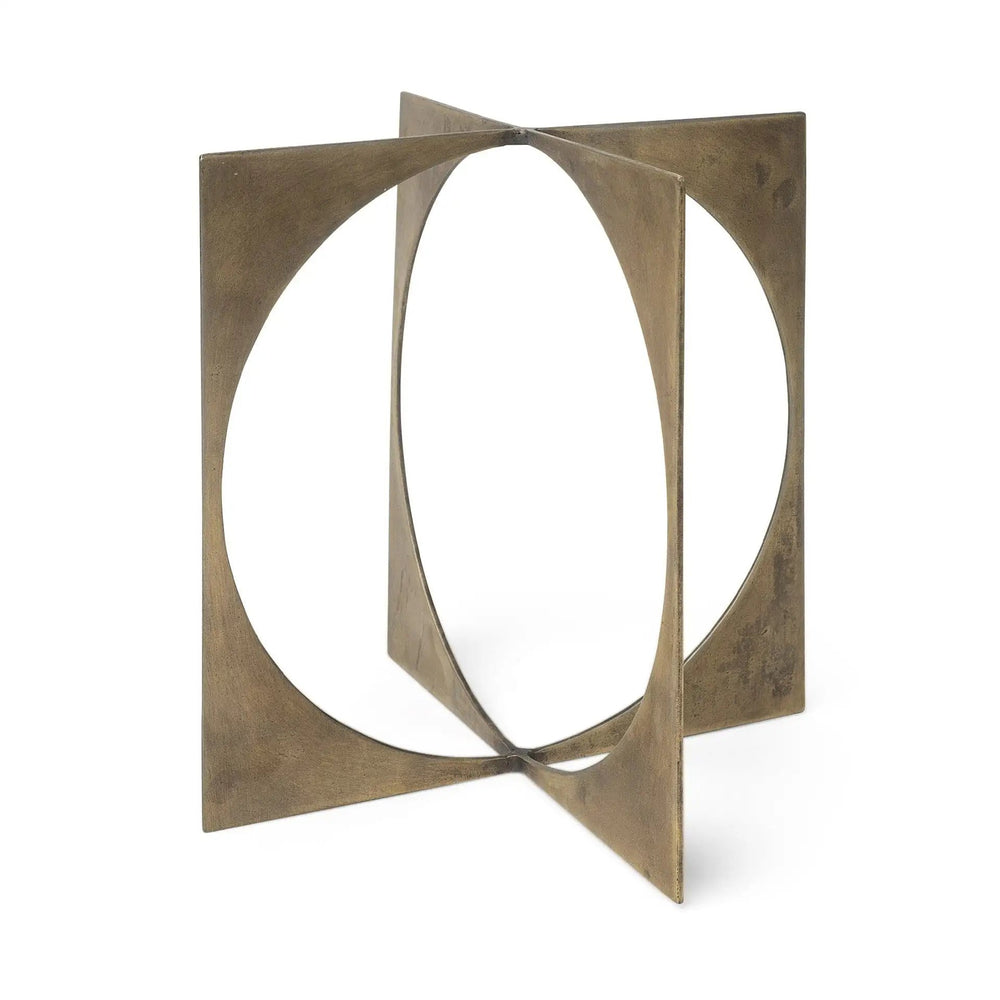 10" Burnished Gold Metal Circle Square Sculpture - Homeroots - Flyclothing LLC