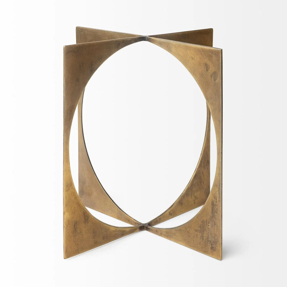 10" Burnished Gold Metal Circle Square Sculpture - Homeroots - Flyclothing LLC