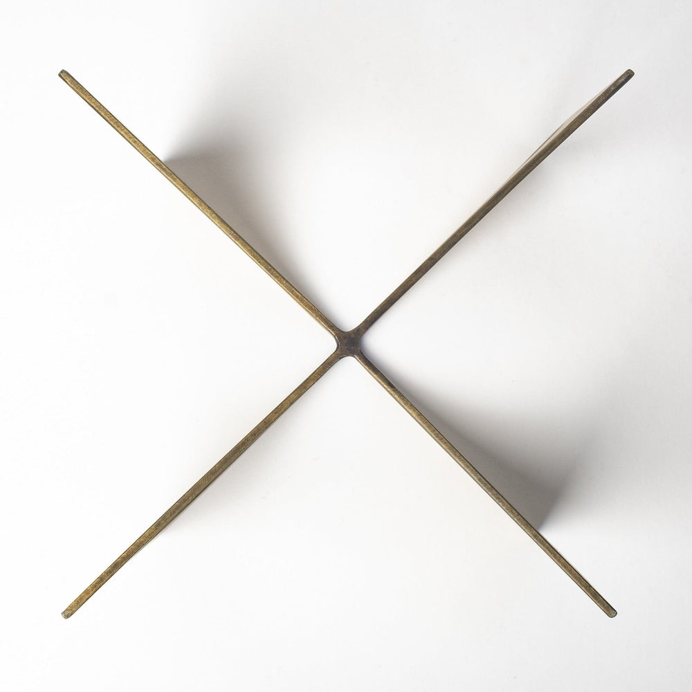 10" Burnished Gold Metal Circle Square Sculpture - Homeroots - Flyclothing LLC