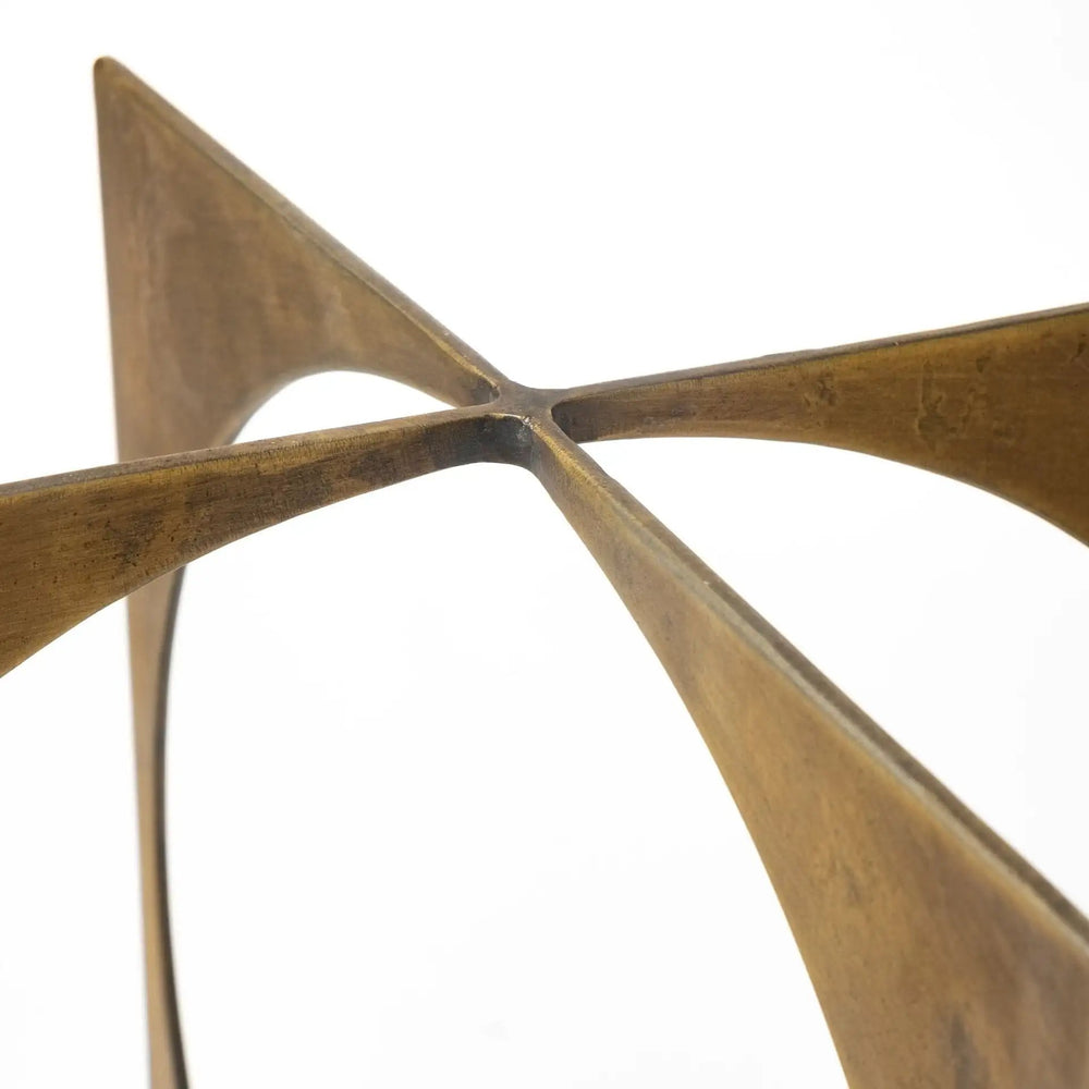 10" Burnished Gold Metal Circle Square Sculpture - Homeroots - Flyclothing LLC