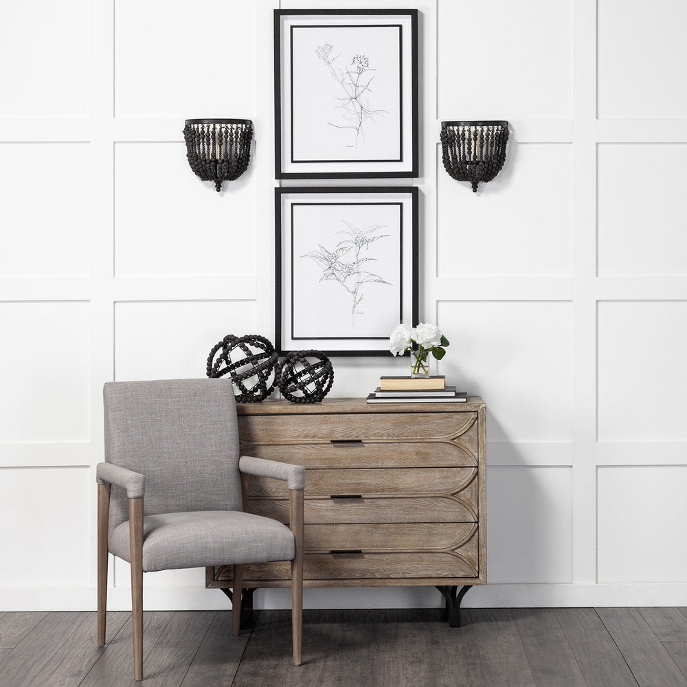 11" Black Wooden Bead And Metal Orb Sculpture - Homeroots - Flyclothing LLC