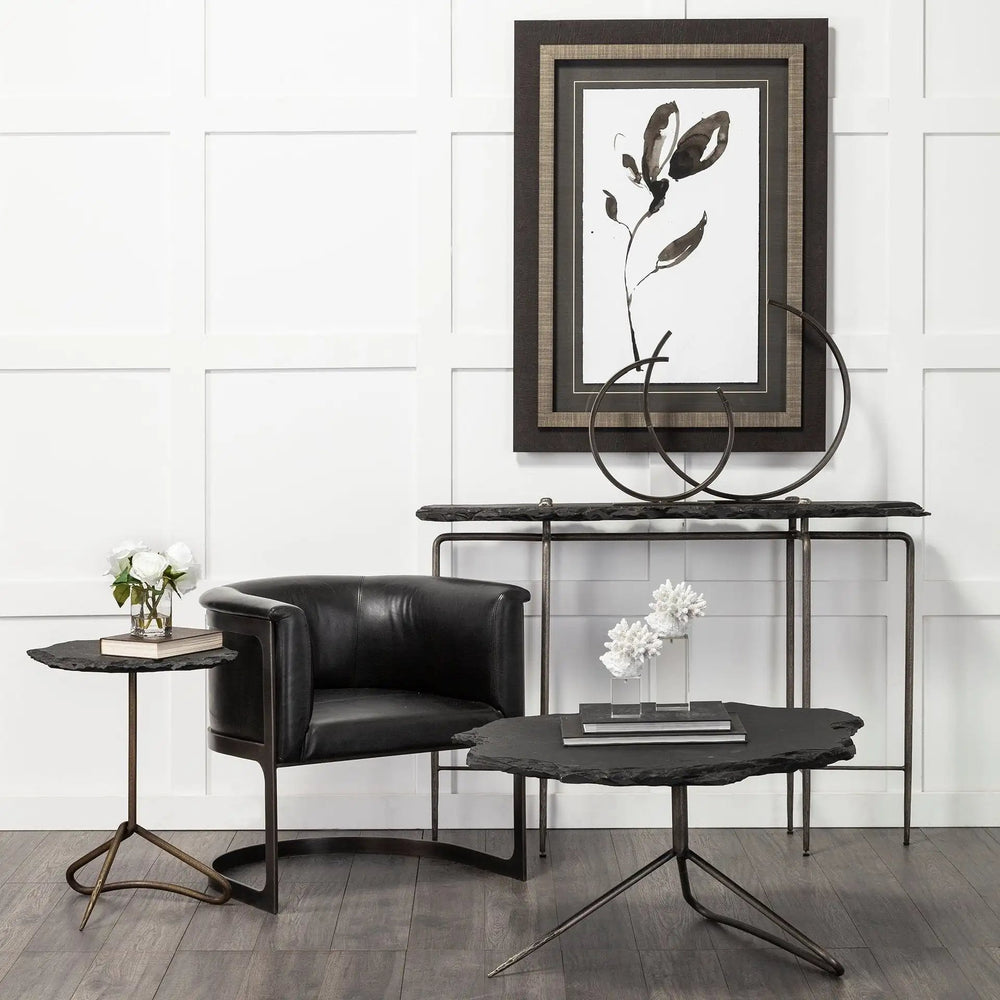 20" Black Iron Modern Abstract Tabletop Sculpture - Homeroots