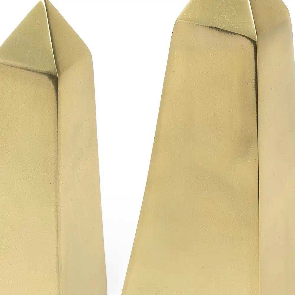 Set Of Two Gold Metal Elongated Pyramid Decor Pieces - Homeroots - Flyclothing LLC