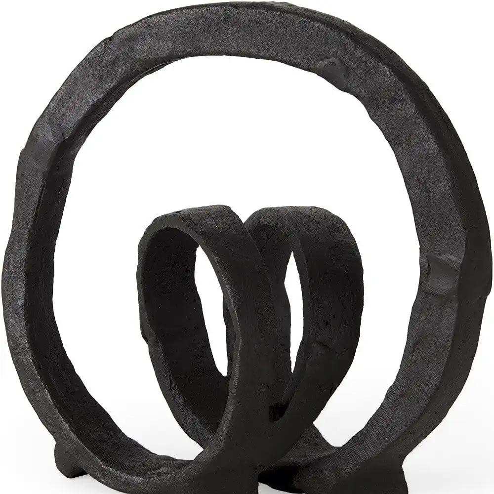 Black Metal Ribbon Loop Sculpture - Homeroots - Flyclothing LLC
