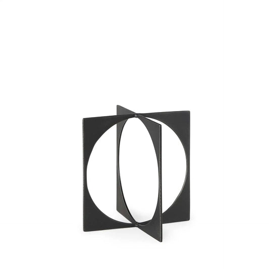 9" Charcoal Gray Metal Circle Square Sculpture - Homeroots