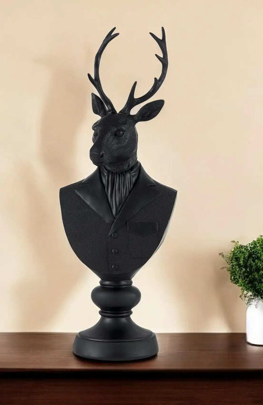 Black Resin Suited Deer Bust Sculpture - Homeroots - Flyclothing LLC
