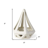 White Crackle Glaze Ceramic Conical Sculpture - Homeroots - Flyclothing LLC