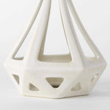 White Crackle Glaze Ceramic Conical Sculpture - Homeroots - Flyclothing LLC