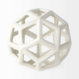 White Crackle Glaze Ceramic Geometric Sculpture - Homeroots - Flyclothing LLC