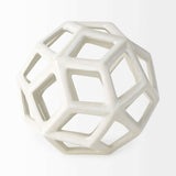 White Crackle Glaze Ceramic Geometric Sculpture - Homeroots - Flyclothing LLC