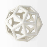 White Crackle Glaze Ceramic Geometric Sculpture - Homeroots - Flyclothing LLC