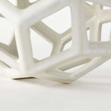 White Crackle Glaze Ceramic Geometric Sculpture - Homeroots - Flyclothing LLC
