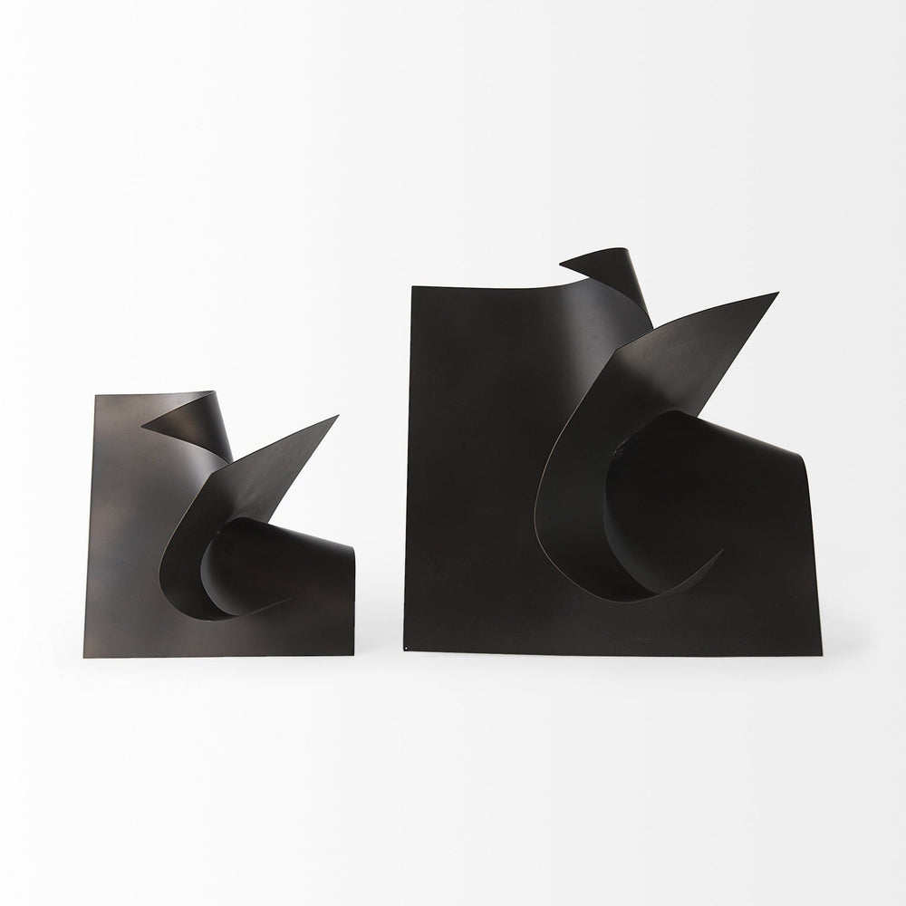 12" Contempo Antiqued Black Abstract Sculpture - Homeroots - Flyclothing LLC