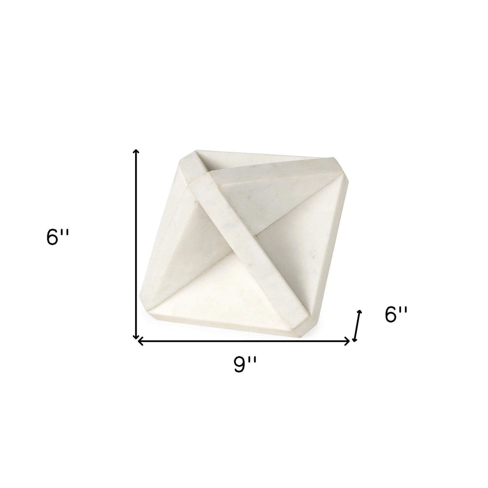 White Marble Geometric Square Sculpture - Homeroots - Flyclothing LLC