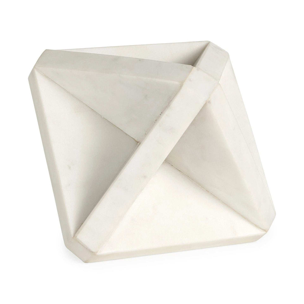 White Marble Geometric Square Sculpture - Homeroots - Flyclothing LLC