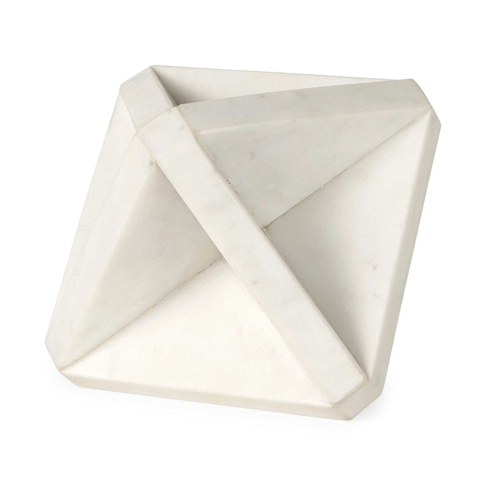 White Marble Geometric Square Sculpture - Homeroots - Flyclothing LLC