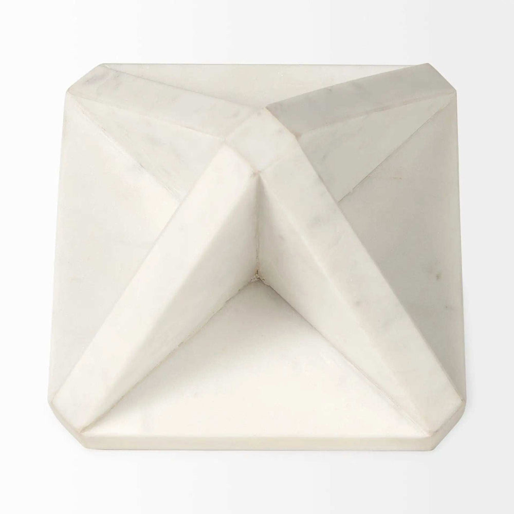 White Marble Geometric Square Sculpture - Homeroots - Flyclothing LLC