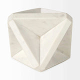 White Marble Geometric Square Sculpture - Homeroots - Flyclothing LLC