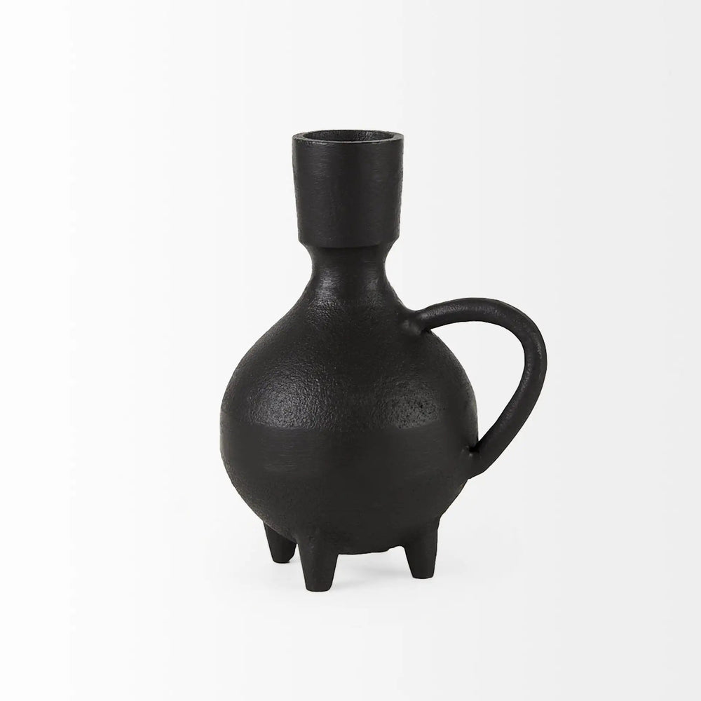 7" Black Ceramic Round Jug Vase - Homeroots