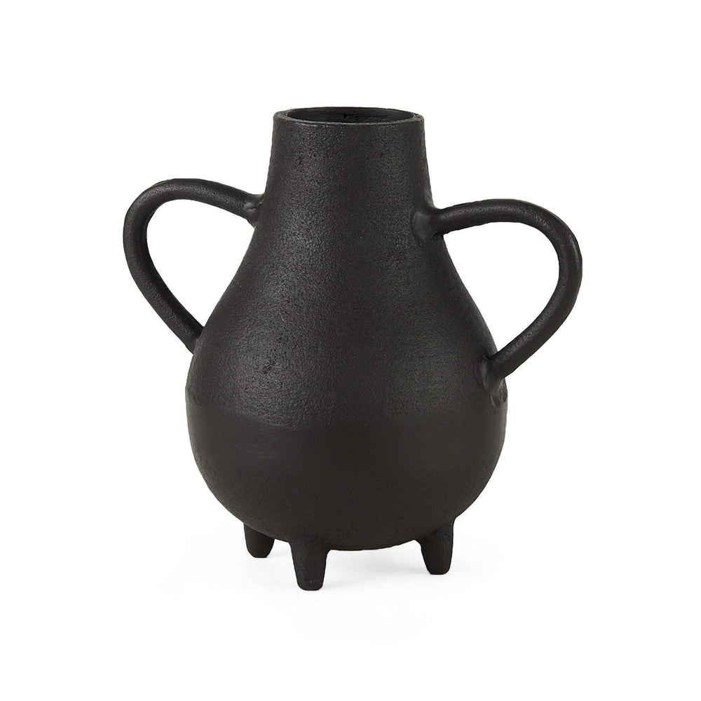Black Matte Metal Two Handle Vase - Homeroots - Flyclothing LLC