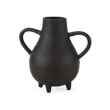 Black Matte Metal Two Handle Vase - Homeroots - Flyclothing LLC
