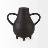 Black Matte Metal Two Handle Vase - Homeroots - Flyclothing LLC