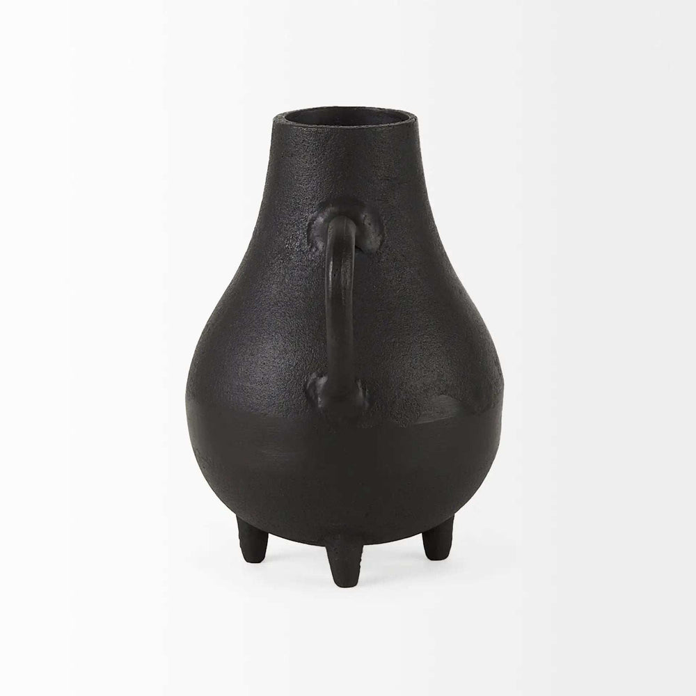 Black Matte Metal Two Handle Vase - Homeroots - Flyclothing LLC