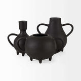 Black Matte Metal Two Handle Vase - Homeroots - Flyclothing LLC