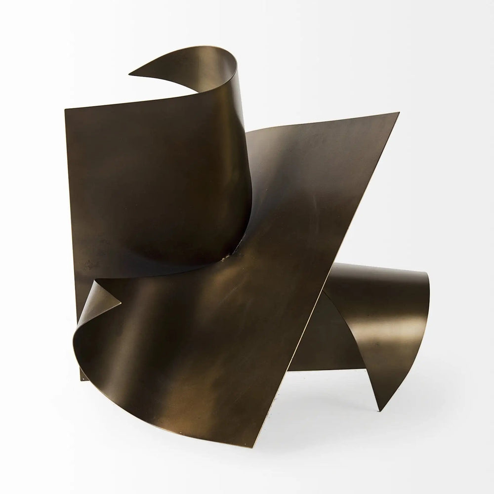 18" Contempo Antiqued Gold Abstract Sculpture - Homeroots - Flyclothing LLC