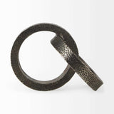 Two Ring Gray Hammered Metal Sculpture - Homeroots - Flyclothing LLC