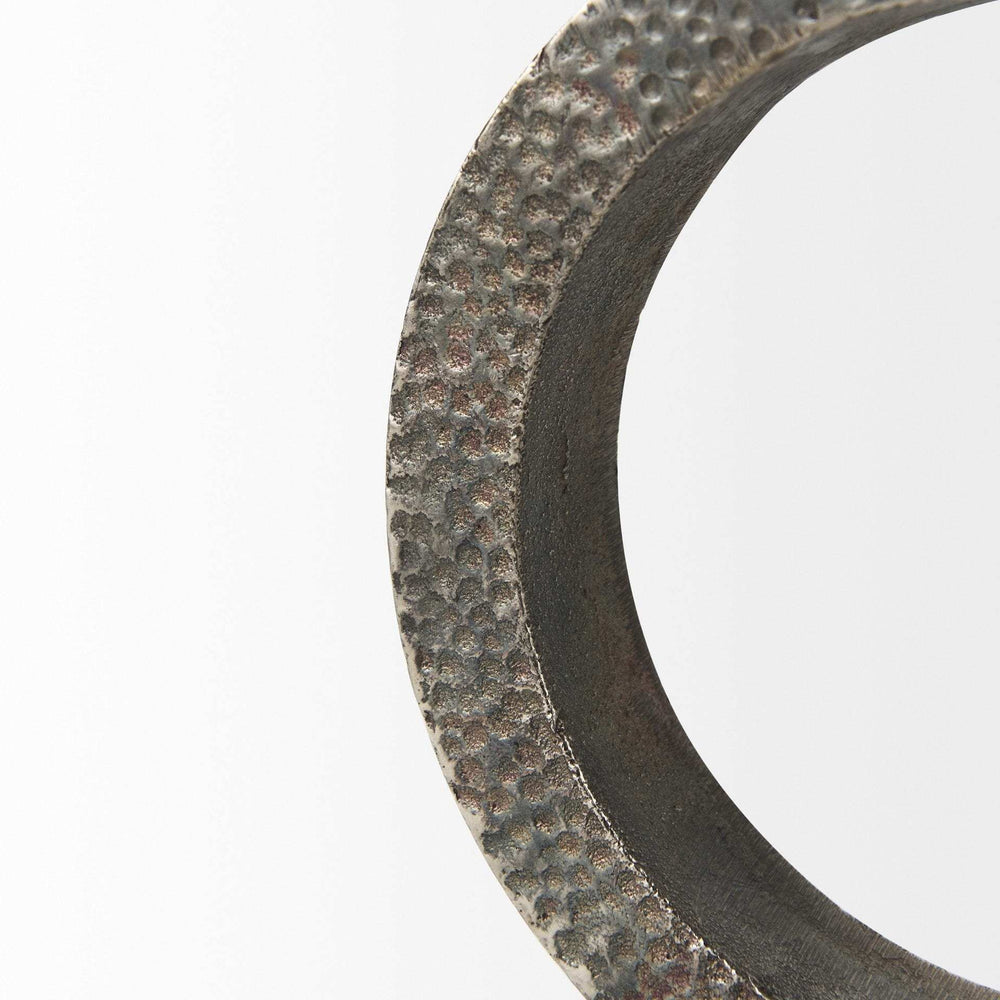 Two Ring Gray Hammered Metal Sculpture - Homeroots - Flyclothing LLC
