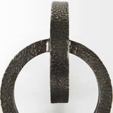 Two Ring Gray Hammered Metal Sculpture - Homeroots - Flyclothing LLC